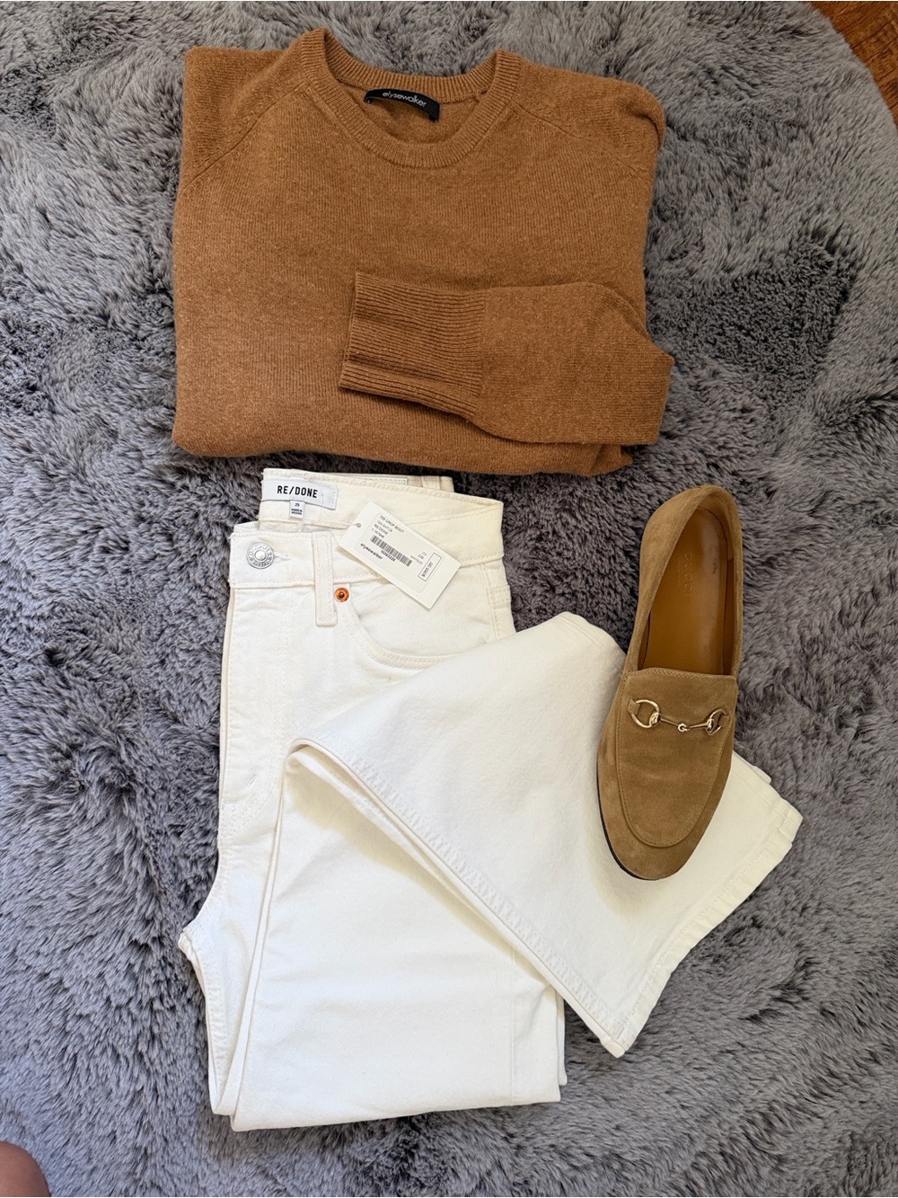 Re/Done Straight Leg White Jeans